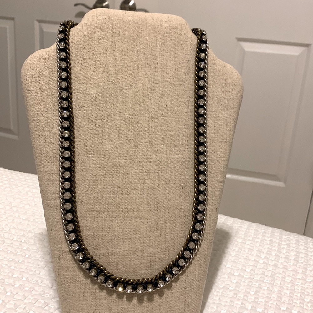Stella & Dot navy blue, gold and silver rope necklace